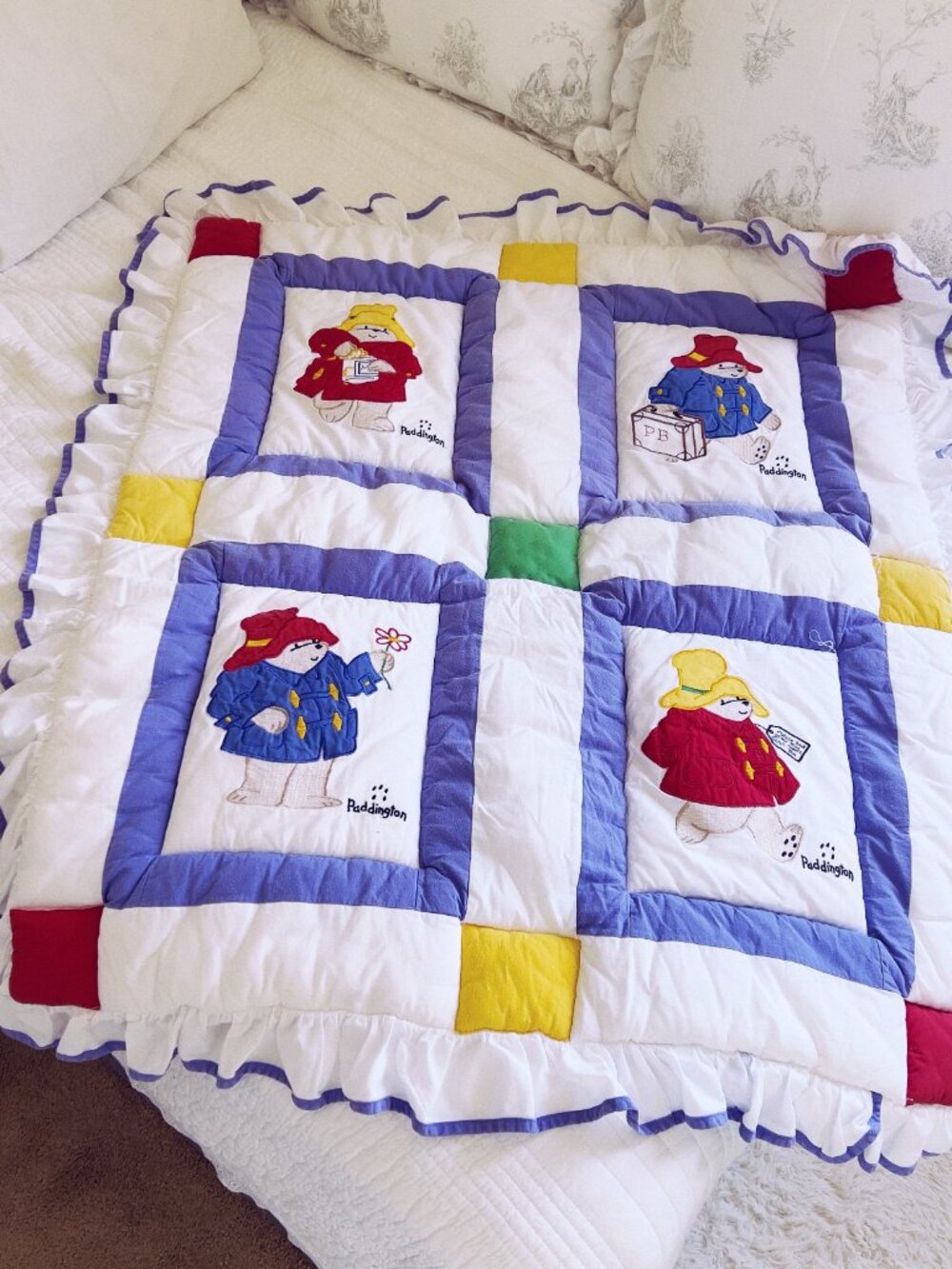 Vintage 1990s Paddington Bear Cuddle Me Quilt Toddler Blanket Nojo